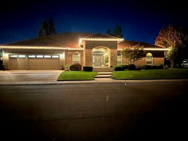 Home decorated with professionally installed Christmas lights